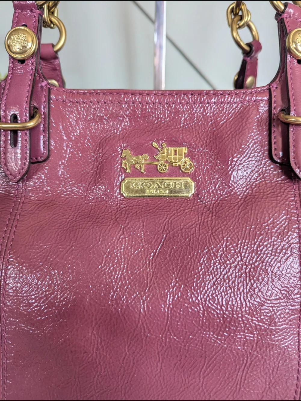 Coach Shoulder Tote in Plum with Gold Hardware